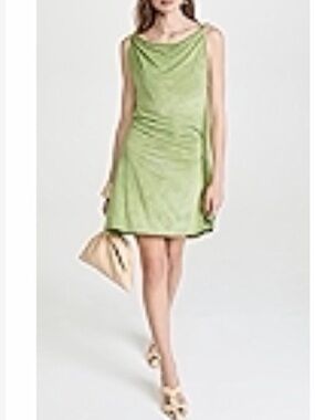 Acne Studios Apple Green Draped Mini Dress